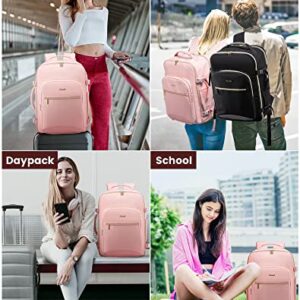 LOVEVOOK Travel Backpack Women, Carry On Backpack as Personal Item Flight Approved, TSA 17.3inch Laptop Backpack with 3 Packing Cubes College Casual Daypack for Weekender Overnight Hiking, Pink