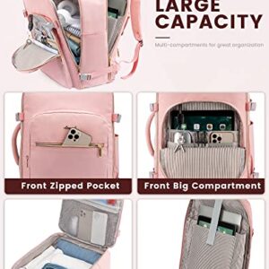 LOVEVOOK Travel Backpack Women, Carry On Backpack as Personal Item Flight Approved, TSA 17.3inch Laptop Backpack with 3 Packing Cubes College Casual Daypack for Weekender Overnight Hiking, Pink