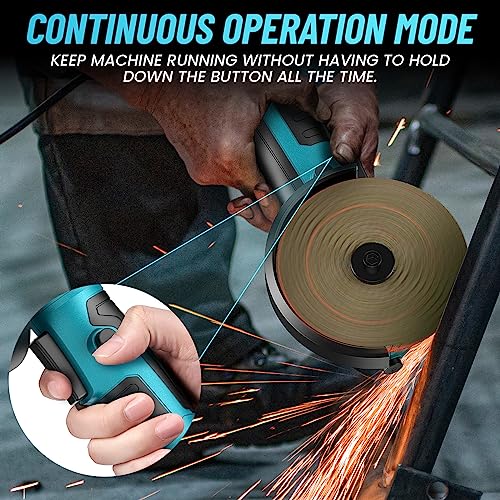 Cordless Grinder[2023 UPGRADE], Seesii 21V Brushless Mini Angle Grinder Tools w/ 2x 4000mAh Batteries & 4 Pcs Disc, 19500RPM 180° Rotatable Compact Power Angle Grinders for Metal Cutting,Grinding