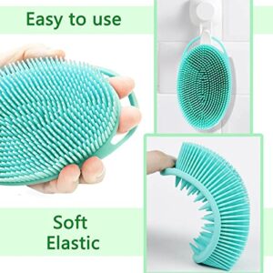 Back Scrubber for Shower with 2 in 1 Bath and Shampoo Brush, Bath Brush Dual-Sided Long Handle Back Scrubber Body Exfoliator for Wet or Dry Brushing (Green)