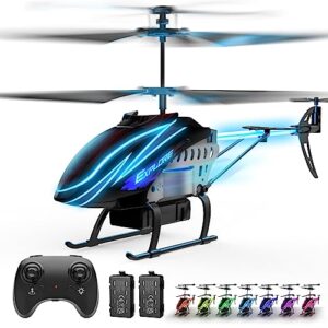 bussgo rc helicopter, remote control helicopter for kids with 30mins flight(2 batteries), 7+1 led light modes, altitude hold, 3.5 channel, gyro stabilizer,remote helicopter toys for boys and girls