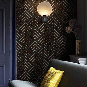 Heroad Brand Peel and Stick Wallpaper Black and Gold Wallpaper Geometric Wallpaper Black and Gold Contact Paper Self Adhesive Removable Wallpaper for Cabinets Waterproof Thicken Vinyl 118"x17.3"