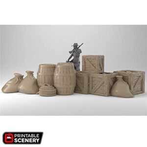 Cargo Piles Scatter Terrain DND Scenery Terrain 3D Printed 28mm Paintable Miniatures for Dungeons and Dragons Pathfinder, Warhammer 40k Tabletop Games