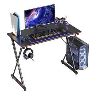 cubicubi gaming desk 32 inch pc computer desk, home office desk table gamer workstation, simple game table, black
