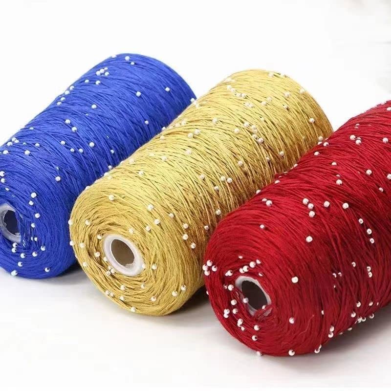 330g/Ball Cotton+ Pearl Bead Yarn for Knitting Wool Thread Crochet Sweaters Scarf Hat Crafts DIY Weaving Lines (Color : 25)