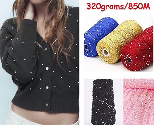 330g/Ball Cotton+ Pearl Bead Yarn for Knitting Wool Thread Crochet Sweaters Scarf Hat Crafts DIY Weaving Lines (Color : 25)