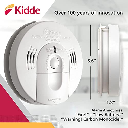 Kidde KN-COSM-BA Battery-Operated Combination Carbon Monoxide and Smoke Alarm, Voice Alert, Pack of 2 & Smoke & Carbon Monoxide Detector, Battery Powered, Combination Smoke & CO Alarm, Voice Alert