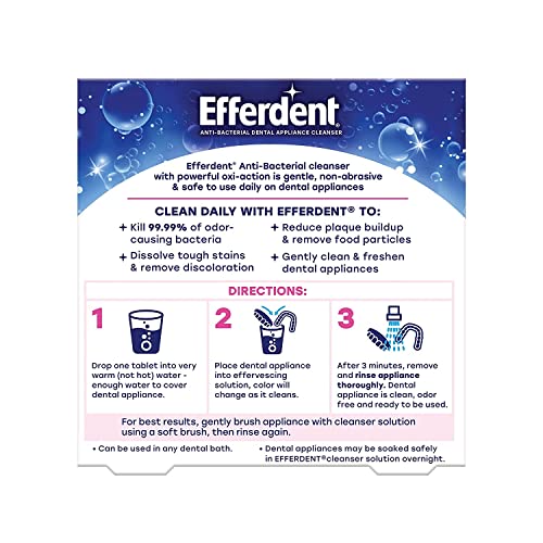 Efferdent Denture & Retainer Cleanser Tablets, Essential Clean, 20 Tablets (Pack of 4)