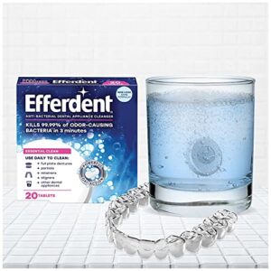 Efferdent Denture & Retainer Cleanser Tablets, Essential Clean, 20 Tablets (Pack of 4)