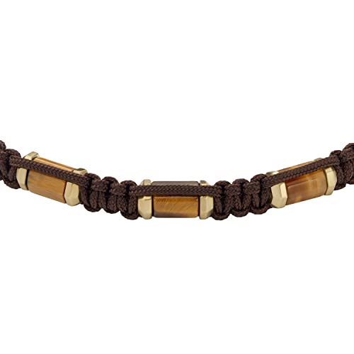 Fossil Men's Stainless Steel Tigers Eye Bracelet, Color: Brown (Model: JF04471710)