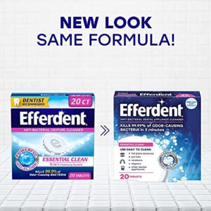 efferdent Denture & Retainer Cleanser Tablets, Essential Clean, 20 Tablets (Pack of 2)