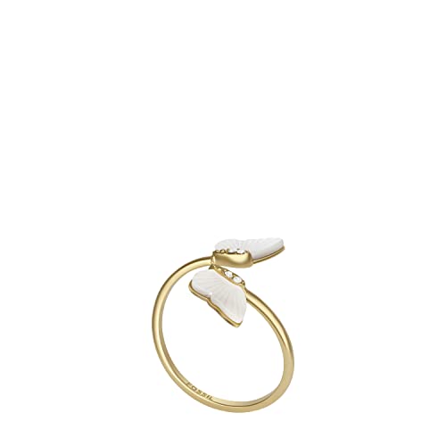 Fossil Women's Stainless Steel MOP Butterfly Ring, Color: Gold (Model: JF04423710)