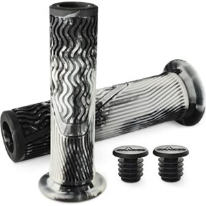 marque mtb bmx scooter grips - handlebar bicycle grips for flat straight bars like bmx, mtb, scooter; rubber non-slip grip to match any bike or scooter (flanged urban camo)