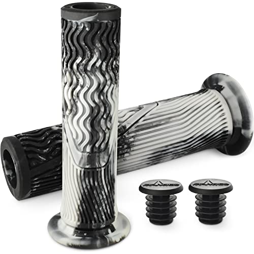 Marque MTB BMX Scooter Grips - Handlebar Bicycle Grips for Flat Straight Bars Like BMX, MTB, Scooter; Rubber Non-Slip Grip to Match Any Bike or Scooter (Flanged Urban Camo)