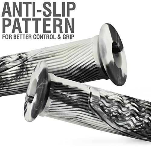 Marque MTB BMX Scooter Grips - Handlebar Bicycle Grips for Flat Straight Bars Like BMX, MTB, Scooter; Rubber Non-Slip Grip to Match Any Bike or Scooter (Flanged Urban Camo)