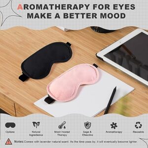 2 Packs Heated Eye Mask for Dry Eyes, Microwave Activated Moist Heat Therapy Compress Dry Eye, Warm Eye Mask for Dark Circles and Puffiness, Natural Therapy Cassia Lavender Eye Mask Black+ Pink