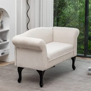 LJMXG 2 Seat Sofa, Couch Lounge Bed with Wooden Legs, Upholstered Linen Fabric Loveseat Sofa & Armrest Chair for Bedroom