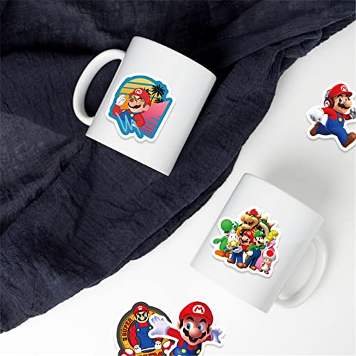 100Pcs The Super Mario Bros Movie Stickers Pack Mario Kids Stickers Cute Cartoon Characters Game Stickers for Kids Teens Adults Waterproof Vinyl Kawaii Stickers for Water Bottle Laptop Luggage (Mario100)