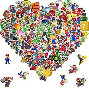 100pcs the super mario bros movie stickers pack mario kids stickers cute cartoon characters game stickers for kids teens adults waterproof vinyl kawaii stickers for water bottle laptop luggage (mario100)