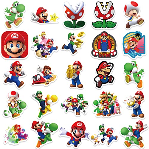 100Pcs The Super Mario Bros Movie Stickers Pack Mario Kids Stickers Cute Cartoon Characters Game Stickers for Kids Teens Adults Waterproof Vinyl Kawaii Stickers for Water Bottle Laptop Luggage (Mario100)