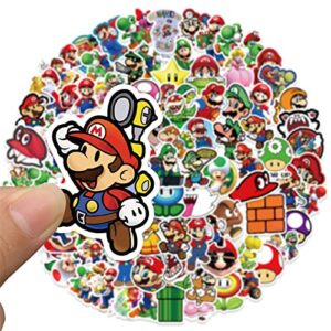 100Pcs The Super Mario Bros Movie Stickers Pack Mario Kids Stickers Cute Cartoon Characters Game Stickers for Kids Teens Adults Waterproof Vinyl Kawaii Stickers for Water Bottle Laptop Luggage (Mario100)