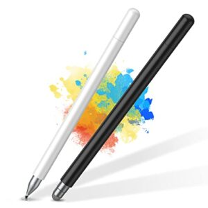 stylus pens for touch screens(2 pcs), capacitive 2 in 1 high sensitivity & precision stylus pen for ipad, universal tip stylus compatible with iphone and all touch screens (black/white)
