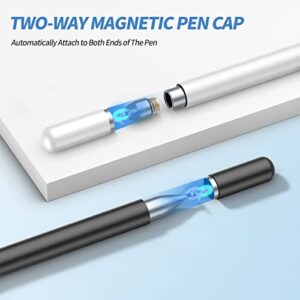 Stylus Pens for Touch Screens(2 Pcs), Capacitive 2 in 1 High Sensitivity & Precision Stylus Pen for iPad, Universal Tip Stylus Compatible with iPhone and All Touch Screens (Black/White)