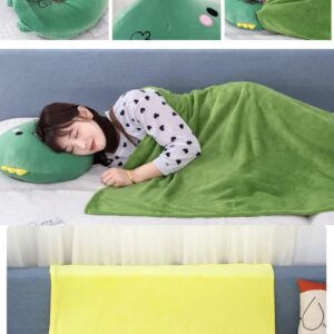 Plush Stuffed Animal Pillow Toy with Blanket Hugging Cute Anime Throw Pillow with Coral Fleece Blanket (EXCELENT Quality) (Dinosaur)