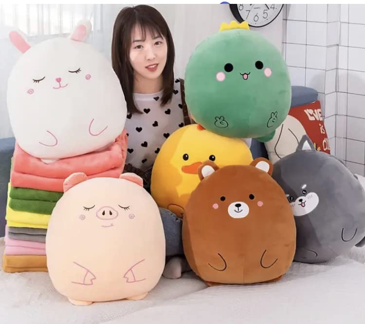 Plush Stuffed Animal Pillow Toy with Blanket Hugging Cute Anime Throw Pillow with Coral Fleece Blanket (EXCELENT Quality) (Dinosaur)