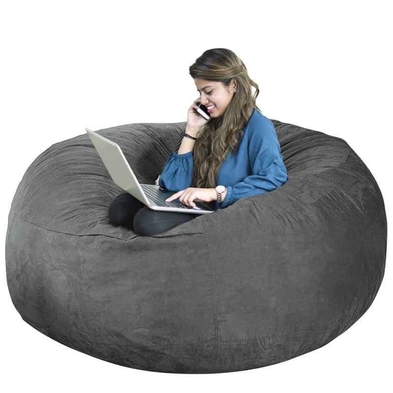 Oversized Bean Bag Chair Cover for Adults,Living Room Furniture Soft Washable Microfiber Kids Bean Bag Chair Cover,Lazy Sofa Bed Cover PV Velvet Bean Bag Cover (No Chair) (Light Gray, 5FT 130 * 66cm)