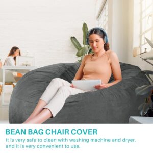 Oversized Bean Bag Chair Cover for Adults,Living Room Furniture Soft Washable Microfiber Kids Bean Bag Chair Cover,Lazy Sofa Bed Cover PV Velvet Bean Bag Cover (No Chair) (Light Gray, 5FT 130 * 66cm)