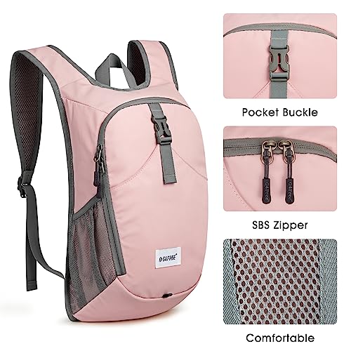 G4Free 10L Hiking Backpack, Lightweight Small Hiking Daypack Outdoor Travel Foldable Shoulder Bag, Pink