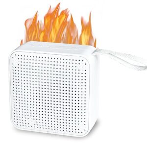 mseltos fireplace crackling sound maker, 2 in 1 realistic rechargeable fire crackling sound machine for gas & electric fireplace, fire crackler sound system, 3h timer, 16 levels of volume (white)