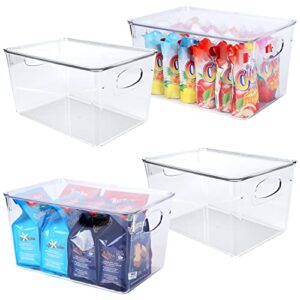 forup plastic clear storage bins with lids, kitchen pantry organization, fridge organizer, stackable food storage bin, 4 pack