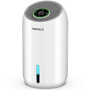 dehumidifiers for room, makayla portable dehumidifier with led smart screen/auto defrost/auto-off/2 working modes/7 colors light, 56oz(600 sq.ft) dehumidifiers for home, basement, bathroom, closet, rv, white