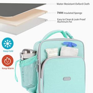 Amersun Kids Lunch Box with 8MM Insulated sponge & Multi-pocket & Water Bottle Holder, Keep Food Warm Cold School Lunch Bag for Kids Teen Girls Boys,Lunch Tote Bag for Children,Light Blue New