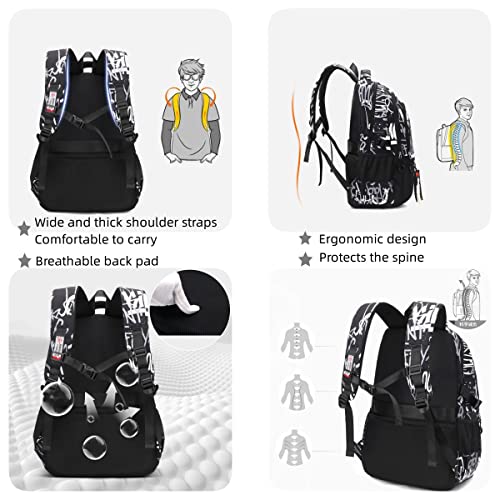 MITOWERMI Boys Backpack for Kids Letters School Bags for Elementary Primary Student Bookbags Middle Backpacks Teen Casual Travel Back Pack