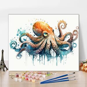 tumovo paint by numbers for adults octopus paint by numbers, colorful marine animal painting, diy acrylic painting kits for adults, animal paint by numbers for wall decor - frameless, 16x20 inch