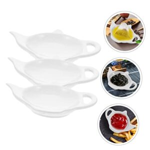 USHOBE 3pcs Tea Bag Saucer Ceramic Coasters Ceramic Serving Tray Ceramic Teapot Tea Bag Trays Dipping Sauce Dishes Ceramic Tea Bag Plate Delicate Teabag Coaster Snail Tea Bag Holder Dip