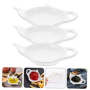 USHOBE 3pcs Tea Bag Saucer Ceramic Coasters Ceramic Serving Tray Ceramic Teapot Tea Bag Trays Dipping Sauce Dishes Ceramic Tea Bag Plate Delicate Teabag Coaster Snail Tea Bag Holder Dip