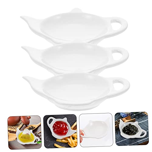 LIFKOME 3pcs Tea Bag Saucer Ceramic Coasters Mini Containers Ceramic Teapot Stir Spoon Rest Tea Holder for Tea Bags Organizer Teabag Tray Tea Spoon Rest Ceramic Teabag Holder Tea Bag Rest