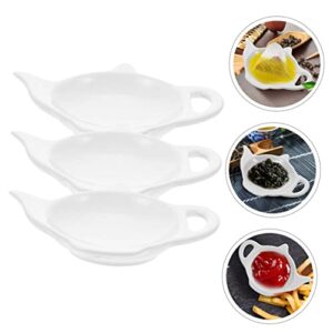 LIFKOME 3pcs Tea Bag Saucer Ceramic Coasters Mini Containers Ceramic Teapot Stir Spoon Rest Tea Holder for Tea Bags Organizer Teabag Tray Tea Spoon Rest Ceramic Teabag Holder Tea Bag Rest