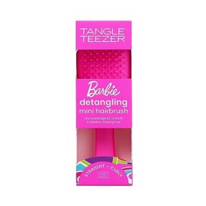 Tangle Teezer x Barbie The Mini Ultimate Detangling Brush, Dry and Wet Hair Brush Detangler for Traveling and Small Hands, Totally Pink