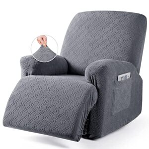 vansofy recliner chair cover, 3-pieces stretch lazy boy recliner covers for recliner chair soft reclining chair slipcover furniture protector for dogs cats(dark gray)