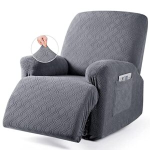 VANSOFY Recliner Chair Cover, 3-Pieces Stretch Lazy Boy Recliner Covers for Recliner Chair Soft Reclining Chair Slipcover Furniture Protector for Dogs Cats(Dark Gray)