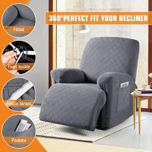 VANSOFY Recliner Chair Cover, 3-Pieces Stretch Lazy Boy Recliner Covers for Recliner Chair Soft Reclining Chair Slipcover Furniture Protector for Dogs Cats(Dark Gray)