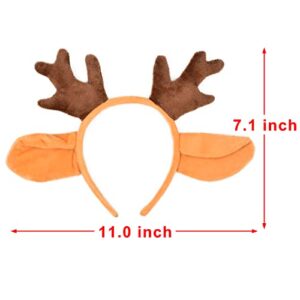 HODRME Plush Reindeer Antler Headband-Halloween Christmas Festival Theme Party Animal Cosplay Costume Headbands