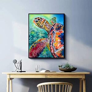 Teinsnis Sea Turtle Paint by Number for Adults Canvas, DIY Digital Sea Turtle Paint by Numbers, Sea Turtle Adult Paint by Number Kits, Acrylic Oil Number Painting Kits for Home Decor Gift 16"x20"