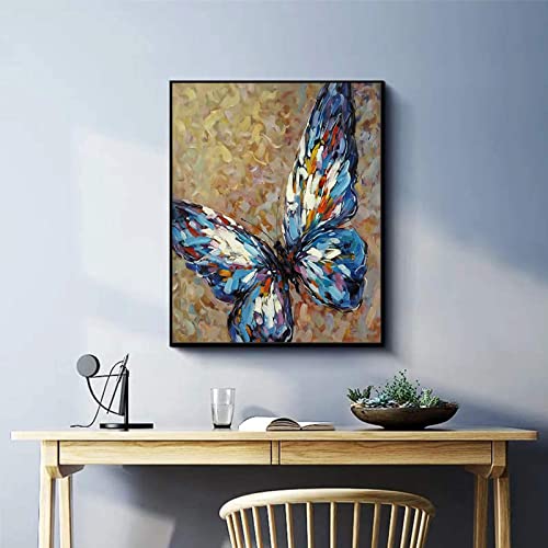 Teinsnis Butterfly Paint by Number for Adults Canvas, DIY Digital Butterfly Paint by Numbers, Butterfly Adult Paint by Number Kits, Acrylic Oil Number Painting Kits for Home Decor Gift 16"x20"