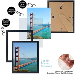 HEYTUYA 7x10 inch Picture Frame Black for Wall Hanging or Tabletop, Poster Frame, Wall Gallery Photo Frame with Durable Shatter Resistant Plexiglas, Black